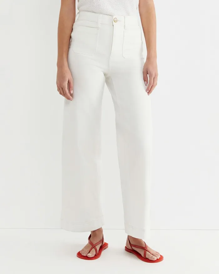 Women Sportscraft Pants Nili Wide Leg Jean Ivory