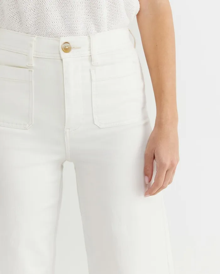 Women Sportscraft Pants Nili Wide Leg Jean Ivory