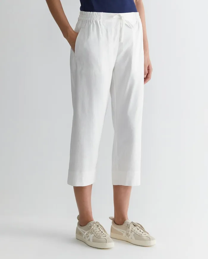 Women Sportscraft Pants Rosa Crop Linen Pant White