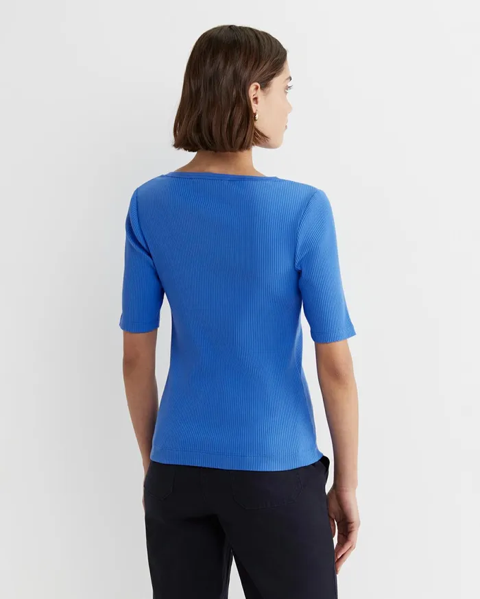 Women Sportscraft Tops and Tees Allie Rib Henley Tee Cerulean