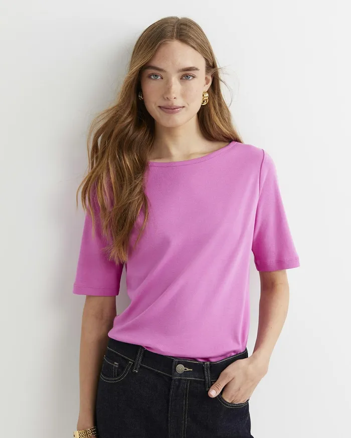 Women Sportscraft Tops and Tees Heidi Boat Neck Half Sleeve Tee Strawberry
