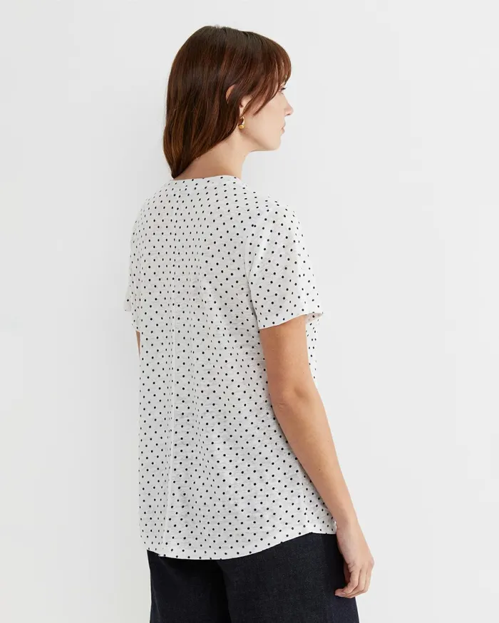 Women Sportscraft Tops and Tees Tonia Spot Linen Tee Whitenavy