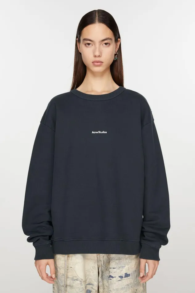 Women Stamp Logo Sweatshirt Black Acne Studios Sweatshirts