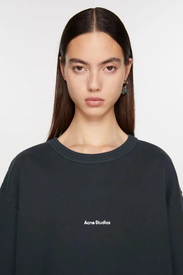 Women Stamp Logo Sweatshirt Black Acne Studios Sweatshirts