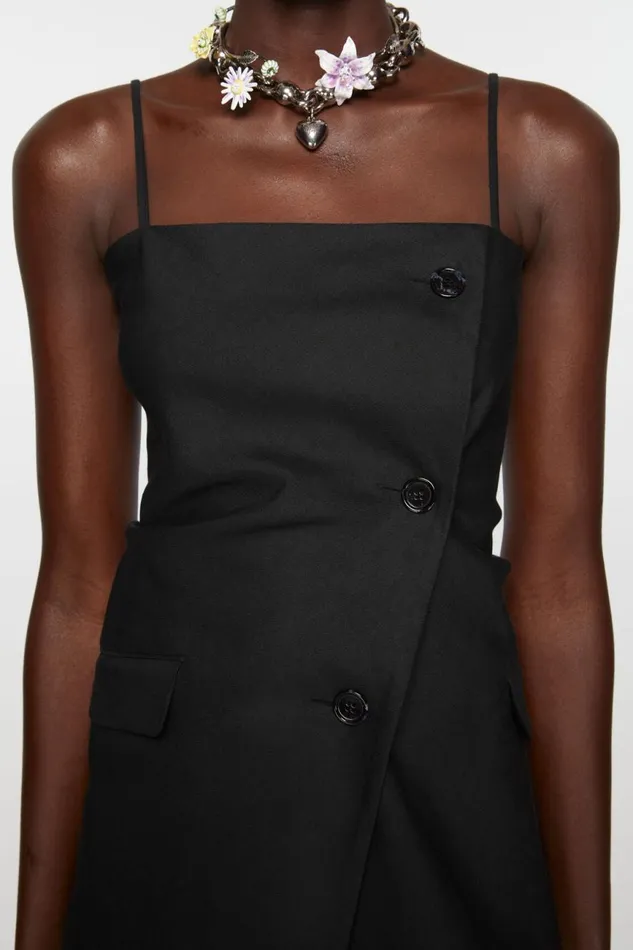 Women Strap Suit Top Black Acne Studios Shirts and Blouses