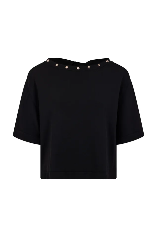 Women Studded Collar Top Black Black Sonia Rykiel TShirts
