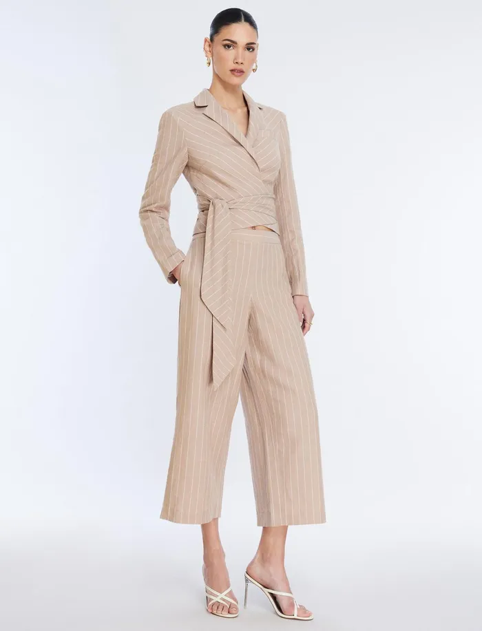 Women Suiting BCBG FrontTie Jacket Khakiwhite
