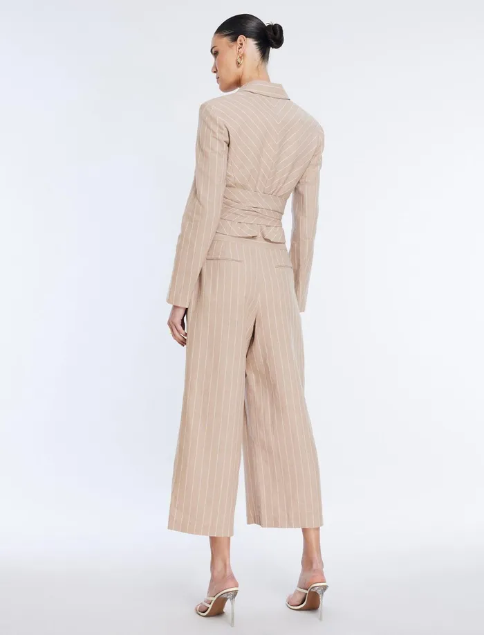 Women Suiting BCBG FrontTie Jacket Khakiwhite