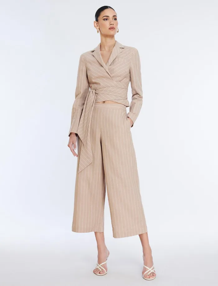Women Suiting BCBG FrontTie Jacket Khakiwhite