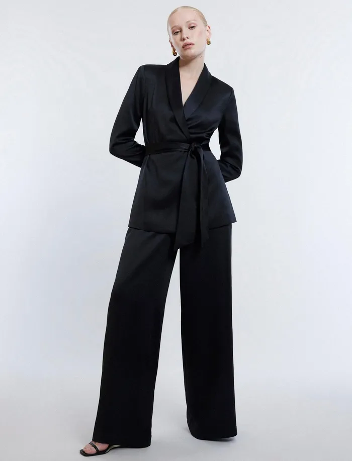 Women Suiting BCBG Harrison Satin Blazer Black