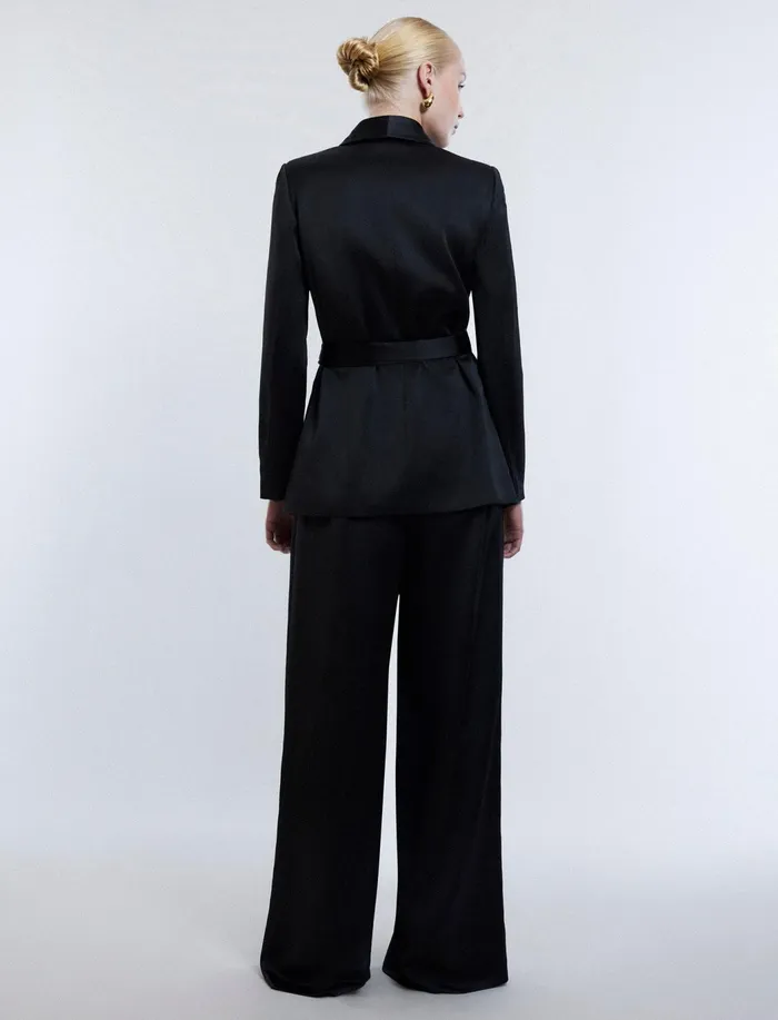 Women Suiting BCBG Harrison Satin Blazer Black