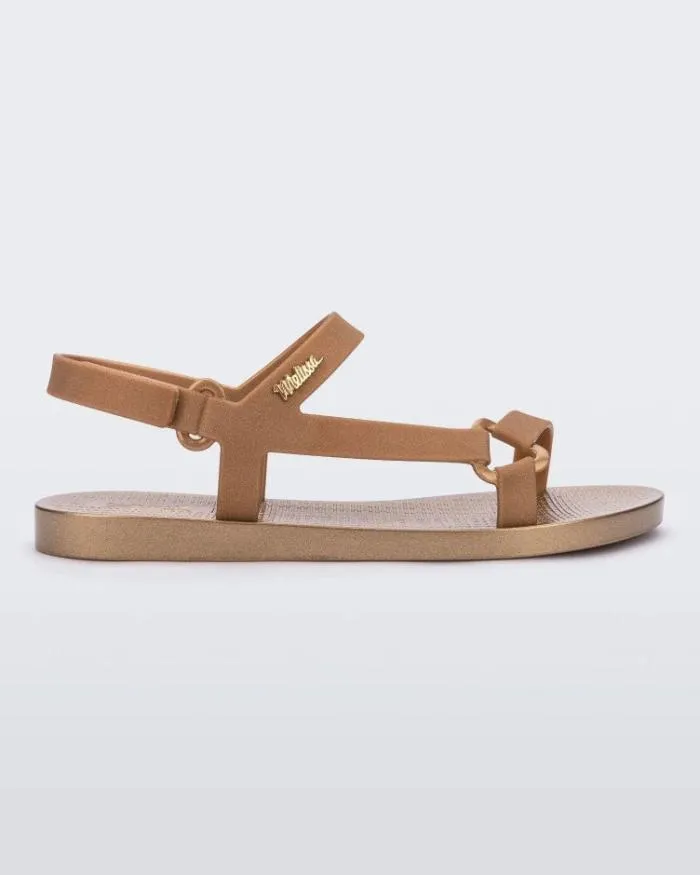 Women Sun Downtown Gold Mettalic Melissa Sandals