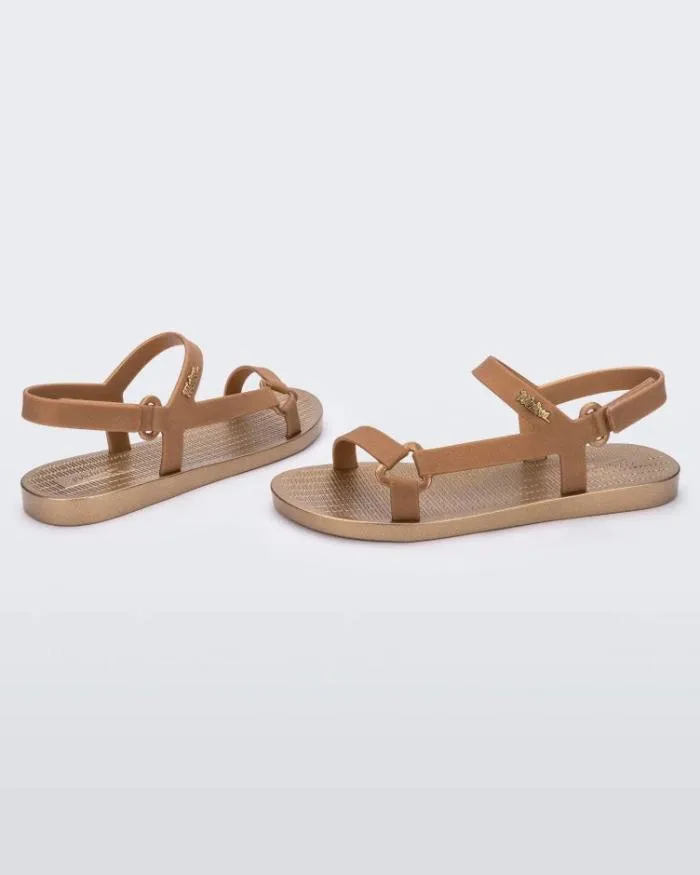 Women Sun Downtown Gold Mettalic Melissa Sandals