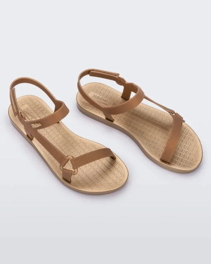 Women Sun Downtown Gold Mettalic Melissa Sandals