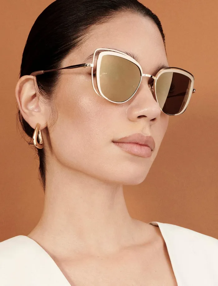 Women Sunglasses BCBG Gold Cat Eye Sunglasses Shiny Lt Goldsatin Light Gold