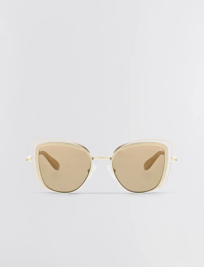 Women Sunglasses BCBG Gold Cat Eye Sunglasses Shiny Lt Goldsatin Light Gold