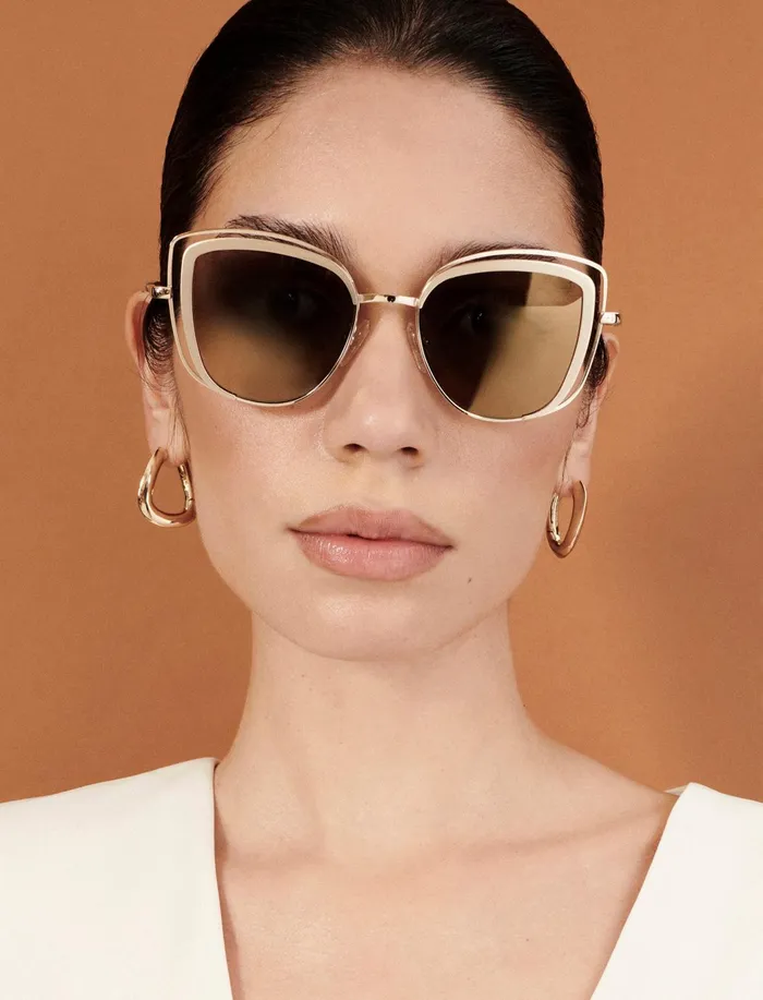 Women Sunglasses BCBG Gold Cat Eye Sunglasses Shiny Lt Goldsatin Light Gold