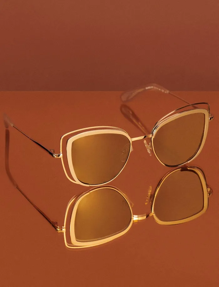 Women Sunglasses BCBG Gold Cat Eye Sunglasses Shiny Lt Goldsatin Light Gold