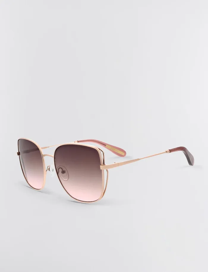 Women Sunglasses BCBG Rose Gold Square Sunglasses Shiny Rose Gold