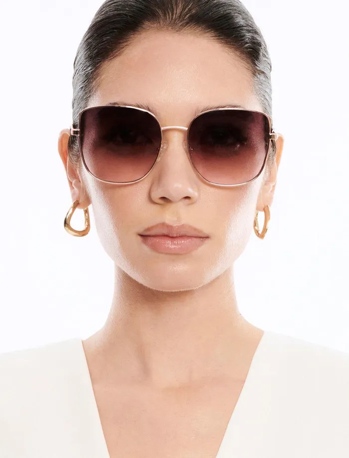 Women Sunglasses BCBG Rose Gold Square Sunglasses Shiny Rose Gold