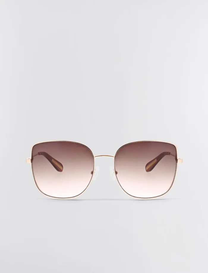 Women Sunglasses BCBG Rose Gold Square Sunglasses Shiny Rose Gold