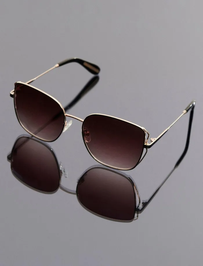 Women Sunglasses BCBG Rose Gold Square Sunglasses Shiny Rose Gold