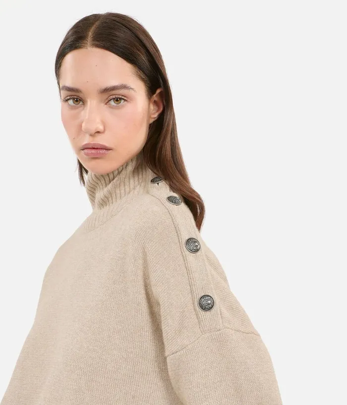 Women Sweaters THE KOOPLES Camel Wool And Cashmere Sweater Women Sweaters THE KOOPLES Camel Wool And Cashmere Sweater