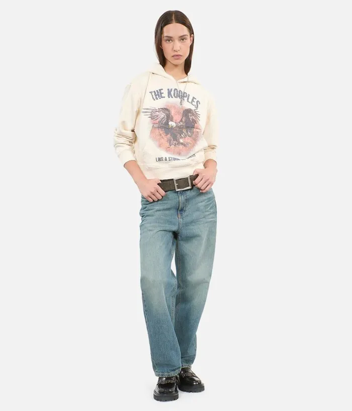 Women Sweatshirts THE KOOPLES Ecru Hoodie With Serigraphy