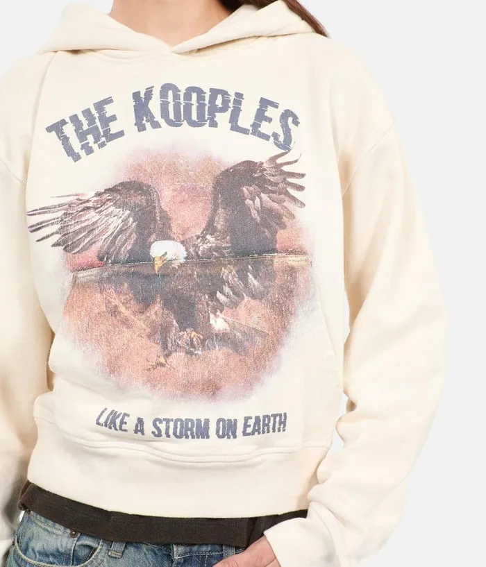 Women Sweatshirts THE KOOPLES Ecru Hoodie With Serigraphy Women Sweatshirts THE KOOPLES Ecru Hoodie With Serigraphy