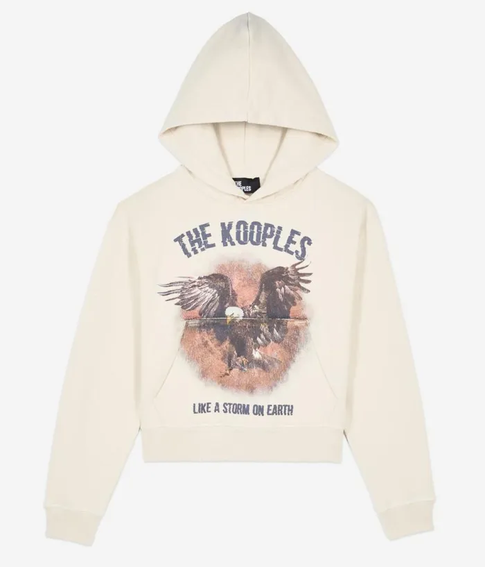 Women Sweatshirts THE KOOPLES Ecru Hoodie With Serigraphy Women Sweatshirts THE KOOPLES Ecru Hoodie With Serigraphy