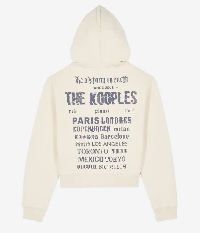 Women Sweatshirts THE KOOPLES Ecru Hoodie With Serigraphy Women Sweatshirts THE KOOPLES Ecru Hoodie With Serigraphy