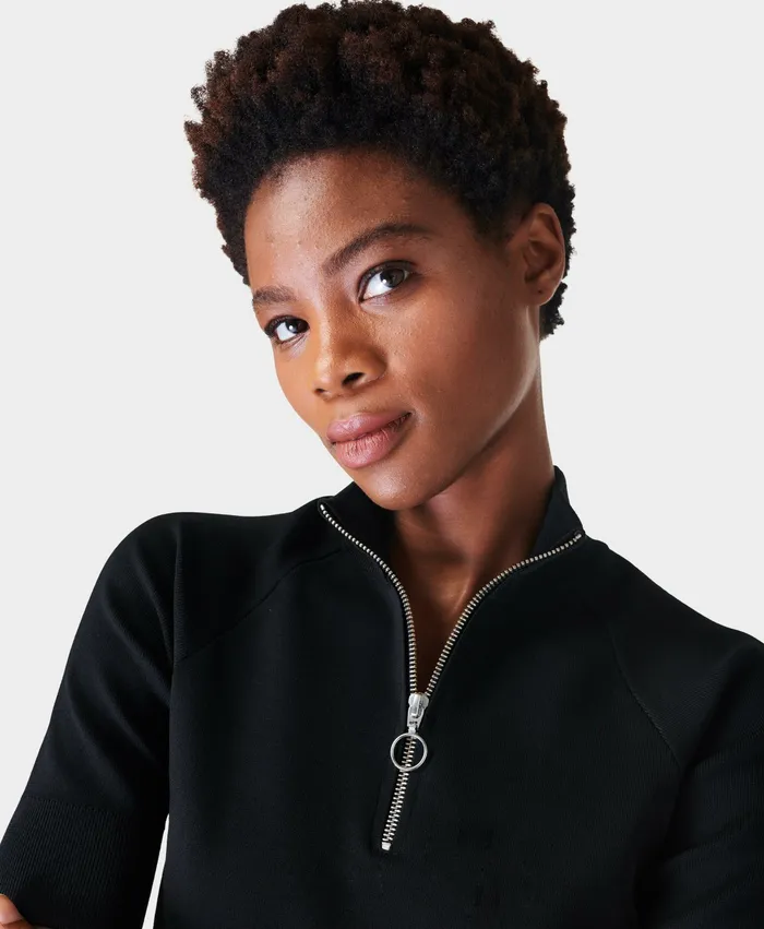 Women Sweaty Betty Sporty Knitted Half Zip Black Knitwear
