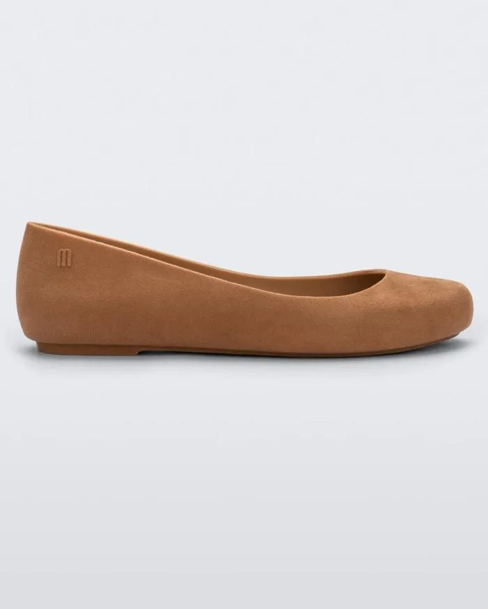 Women Sweet Love Velvet Beige Flocked Melissa Flats