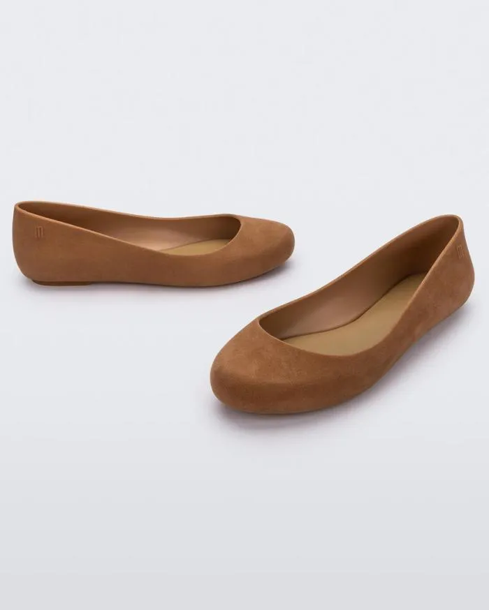 Women Sweet Love Velvet Beige Flocked Melissa Flats