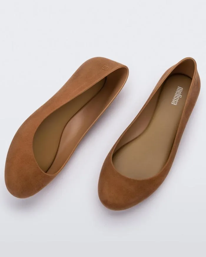 Women Sweet Love Velvet Beige Flocked Melissa Flats