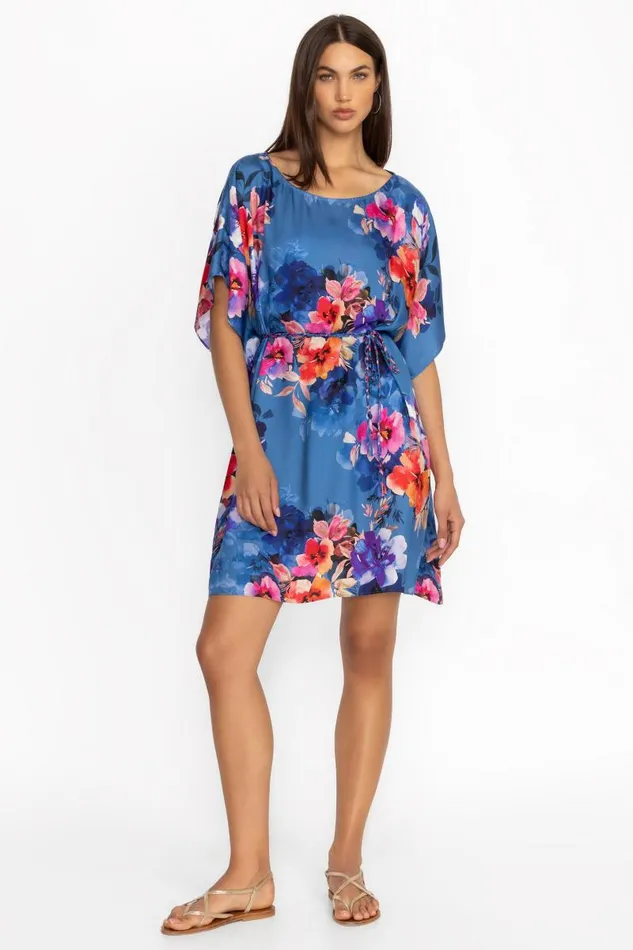 Women Swim and Resort Johnny Was SUMMER DAYS DRESS WITH BRAIDED TIE Summer Days blue