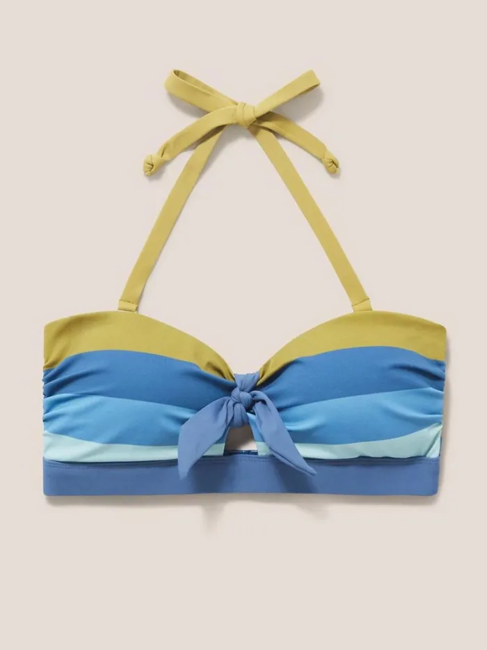 Women SWIMWEAR White Stuff Belle Bandeau Bikini Top Blue Multi