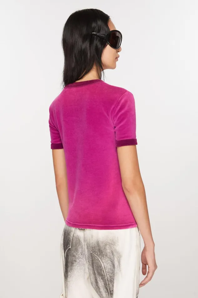 Women Tshirt Logo 8211 Fitted Fit Magenta Pink Acne Studios Tshirts