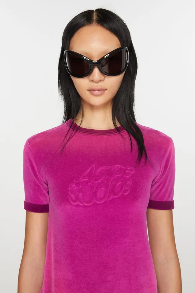 Women Tshirt Logo 8211 Fitted Fit Magenta Pink Acne Studios Tshirts
