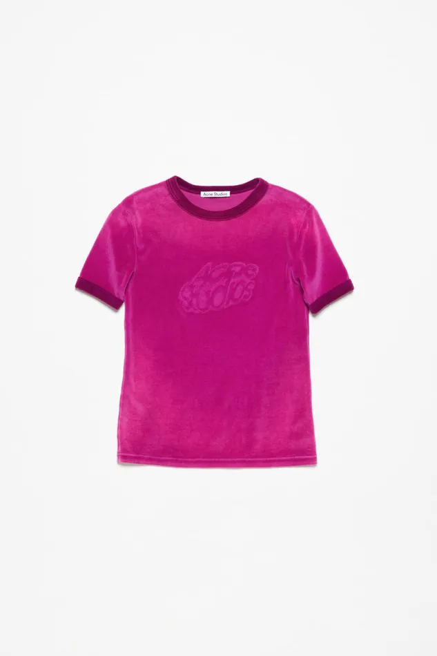 Women Tshirt Logo 8211 Fitted Fit Magenta Pink Acne Studios Tshirts
