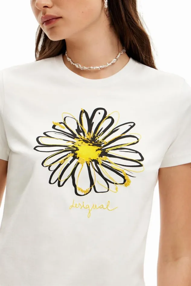 Women Tshirts Desigual Daisy Illustration Tshirt