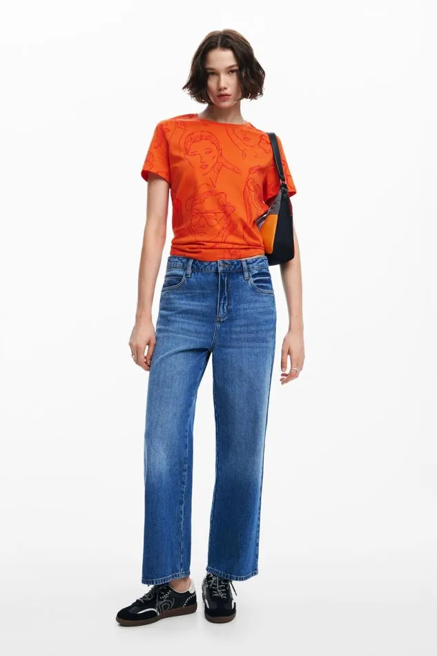 Women Tshirts Desigual Face Print Tshirt