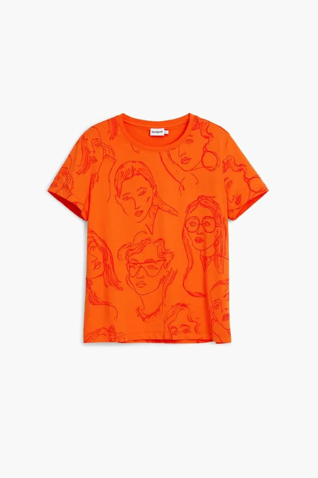 Women Tshirts Desigual Face Print Tshirt