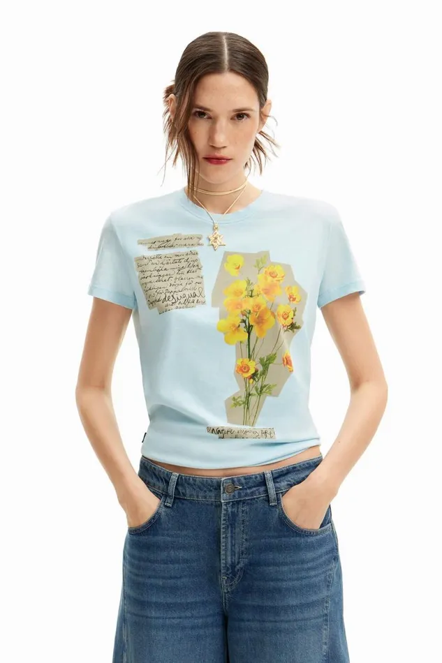 Women Tshirts Desigual Floral Patch Tshirt