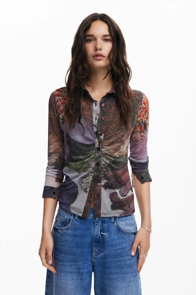 Women Tshirts Desigual Longsleeve Tshirt Autumn Forest
