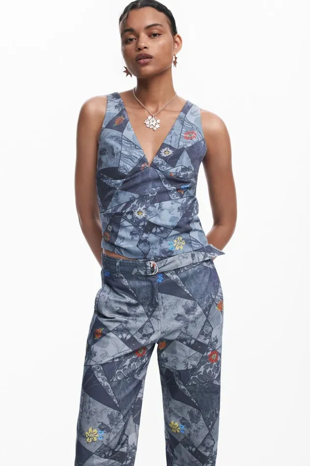 Women Tshirts Desigual Patchwork Tank Top