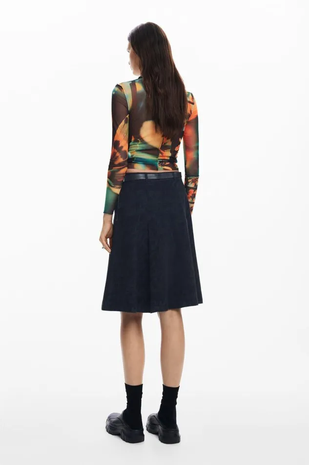 Women Tshirts Desigual Printed Tulle Tshirt