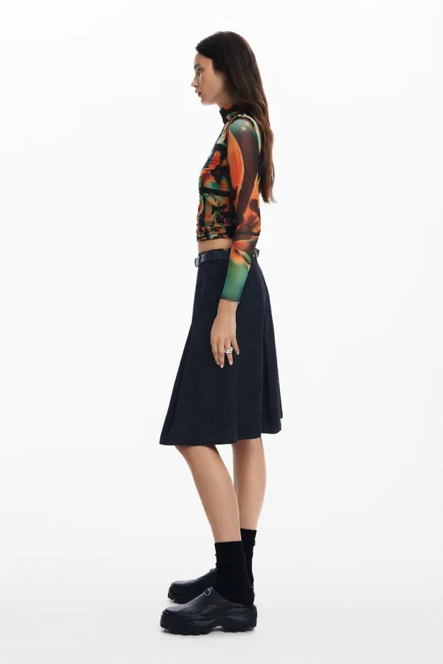 Women Tshirts Desigual Printed Tulle Tshirt