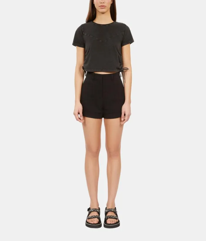 Women Tshirts THE KOOPLES Black Tshirt With Lacing