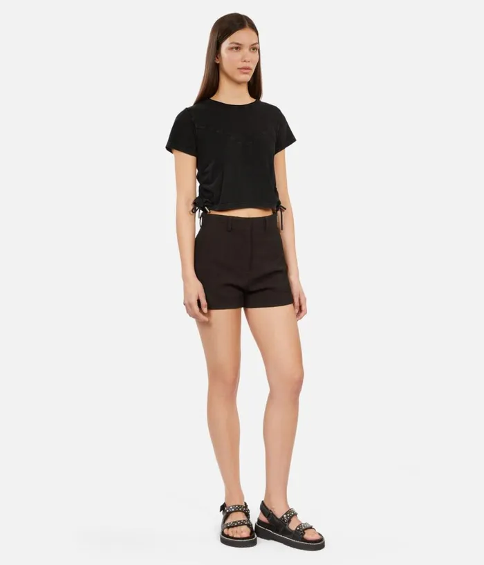 Women Tshirts THE KOOPLES Black Tshirt With Lacing Women Tshirts THE KOOPLES Black Tshirt With Lacing